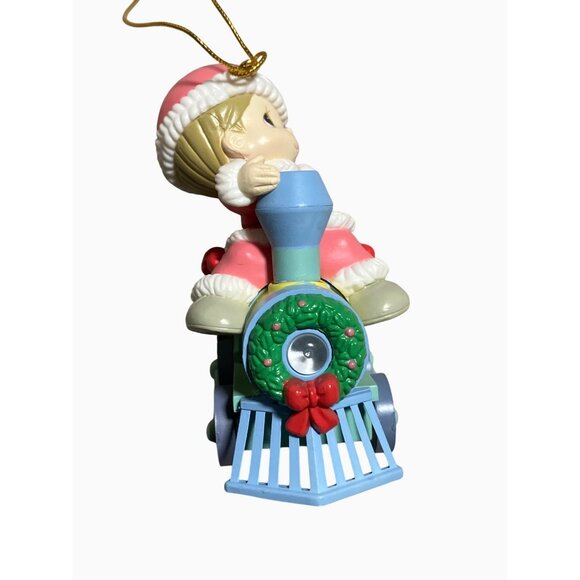 Precious Moments Lighted Christmas Ornament Santa Claus On A Train 1999 Enesco - Picture 11 of 16